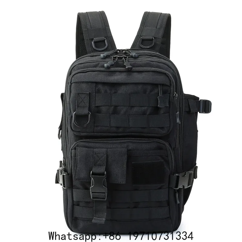 Sling Backpack Shoulder - 1000D防水バックパックタックル収納バッグ、ダブルショルダースリングバッグ、アウトドアフィッシング、ハンティング、ハイキング用