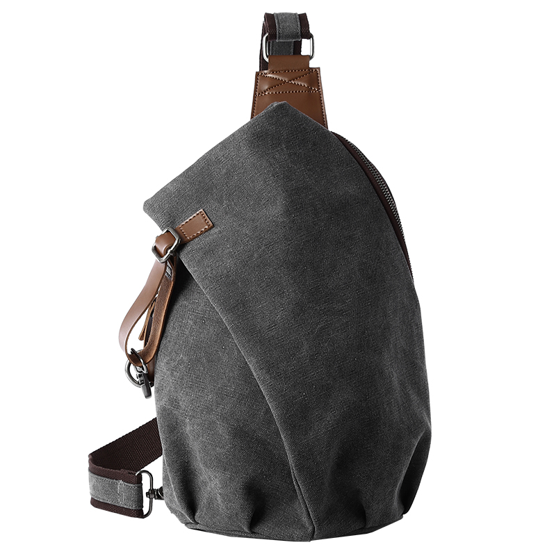 Canvas Backpack Casual - MTE ELAN 大容量レトロキャンバススリングバッグ男性革チェストバッグカジュアル旅行レジャー男性オリーブグリーンショルダーバックパック