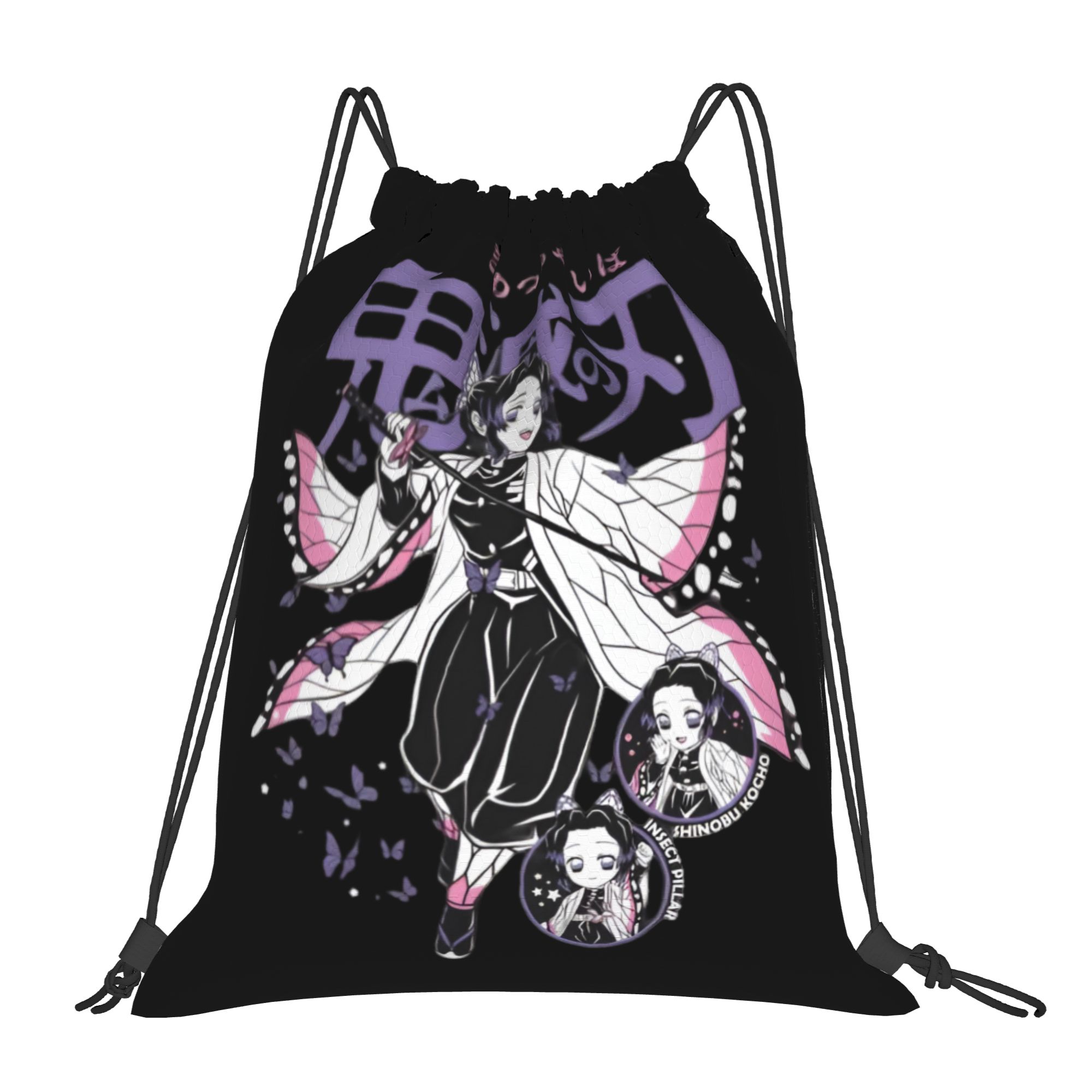 Drawstring Gym Bag - カスタムデーモンスレイヤーズ巾着バッグ女性男性軽量 Shinobu Kocho スポーツジム収納バックパック
