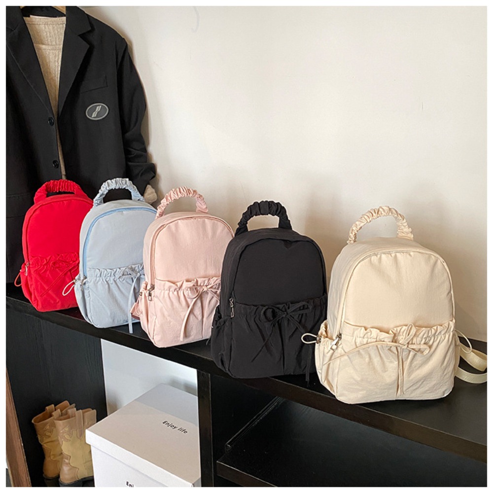 和風の女性用バックパック、軽量ファッション学生バッグ、リボン - Canvas Backpack Casual のレビューと価格