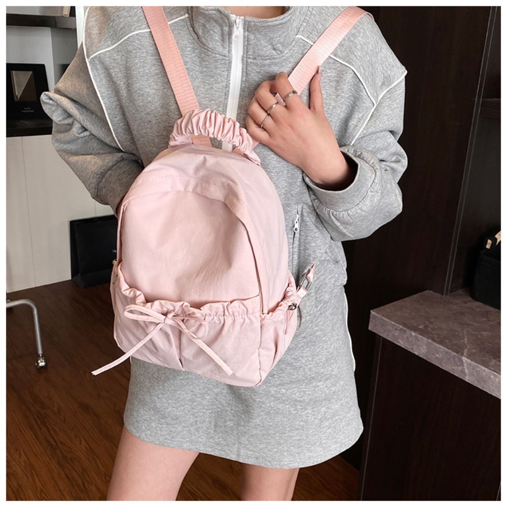 和風の女性用バックパック、軽量ファッション学生バッグ、リボン - Canvas Backpack Casual のレビューと価格