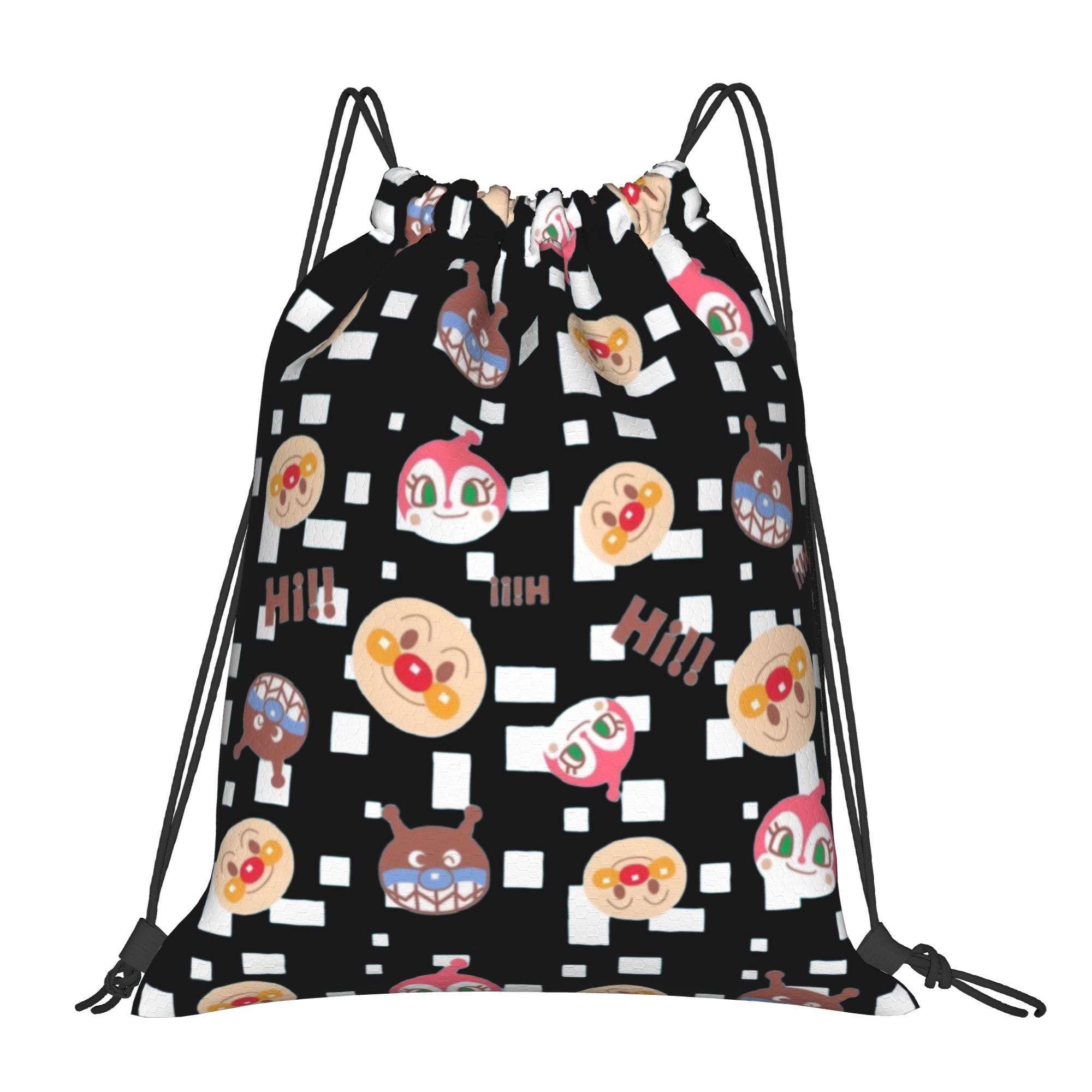 カスタムアンパンマン巾着バックパックバッグ男性女性軽量漫画ジ - Drawstring Gym Bag のレビューと価格