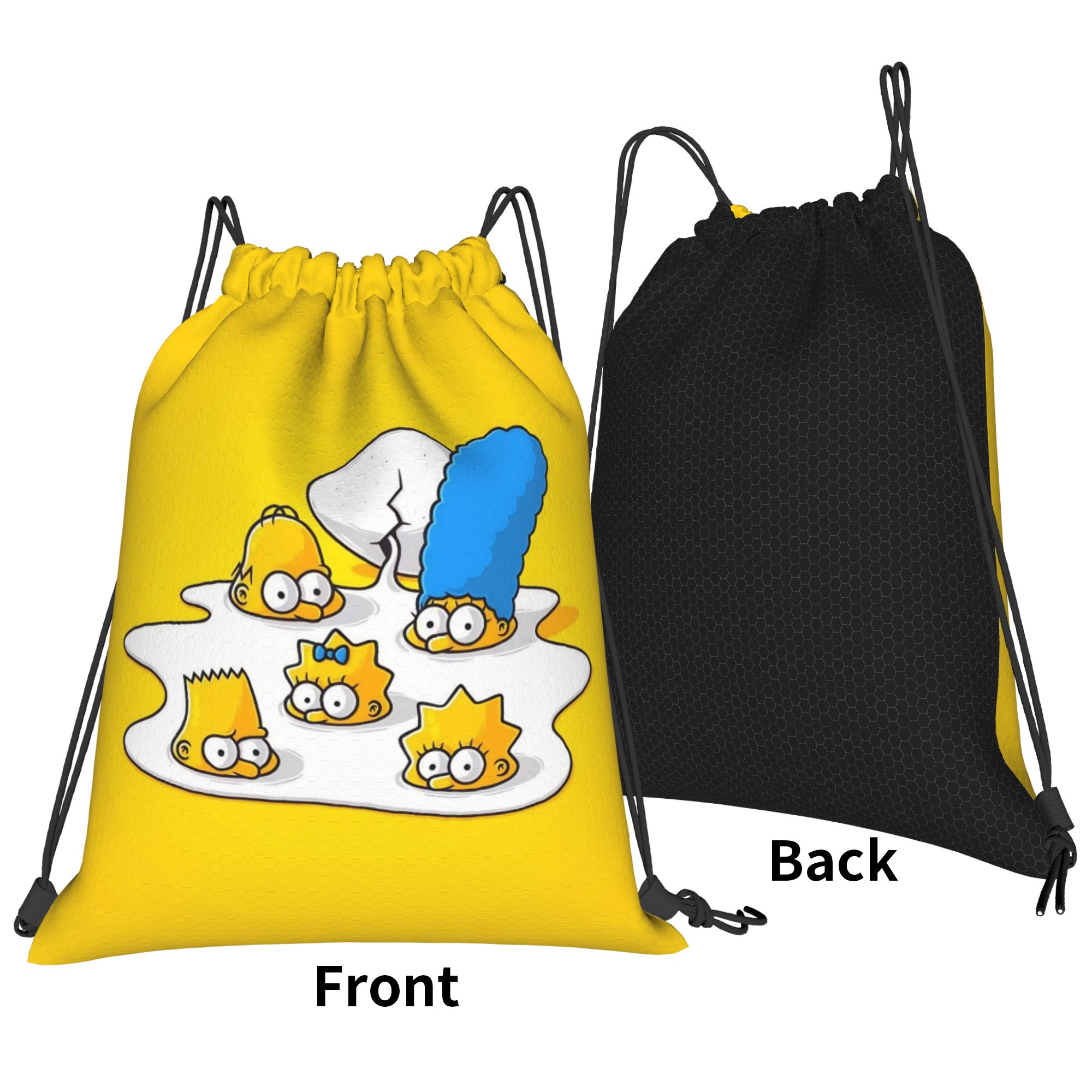 シンプソンズ風カートゥーン柄巾着バックパック、ジムスポーツ用 - Drawstring Gym Bag のレビューと価格