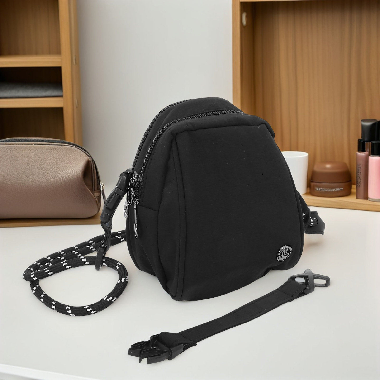 軽量ブラックシェルバッグ クロスボディショルダーポーチ ユニ - Mini Backpack Purse のレビューと価格