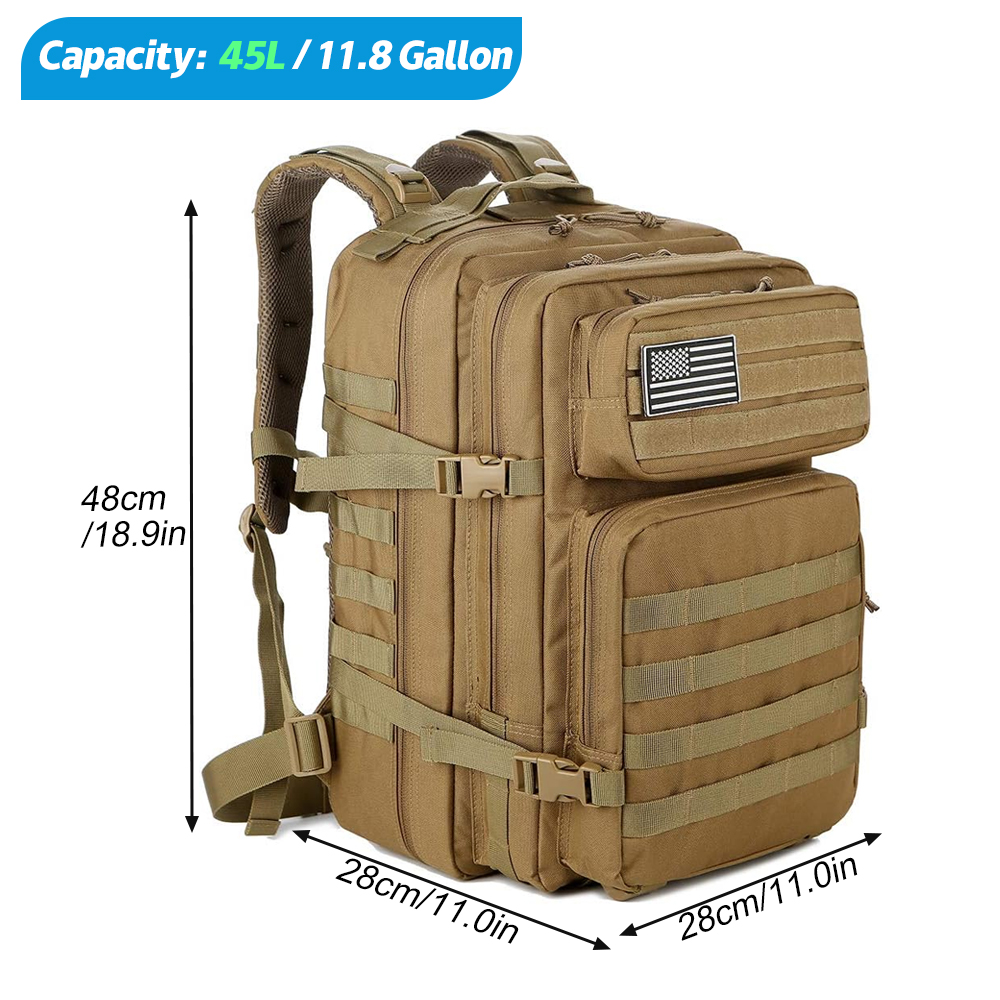 45L タクティカルバックパック男性用ハイランドアサルトラー - Rucksack Military Style のレビューと価格